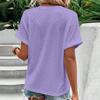 Summer new style women's fashion casual simple all-match button V-neck T-shirt women's short top