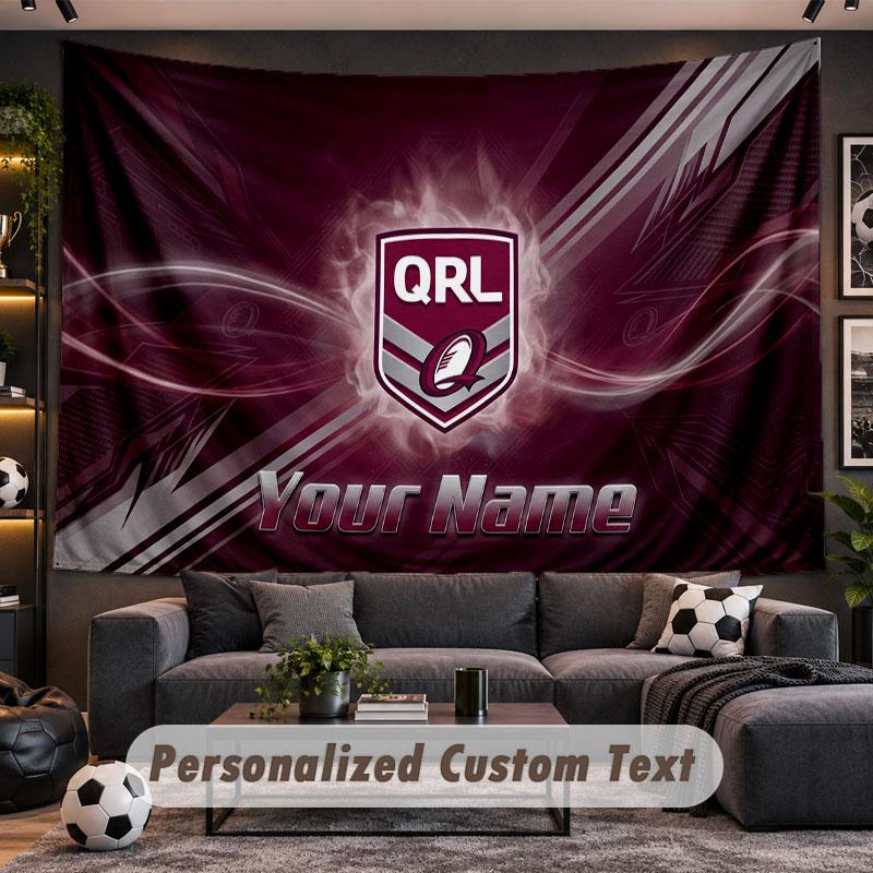 Wall Hanging Tapestry Custom NameQueensland Maroons Pattern Personalized Printed Fabric Wall Decor
