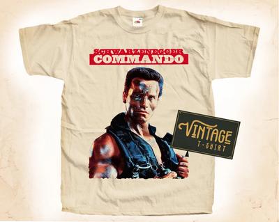 Commando V1 T SHIRT Tee Movie Poster Vintage Natural Tee Sizes S To 5XL