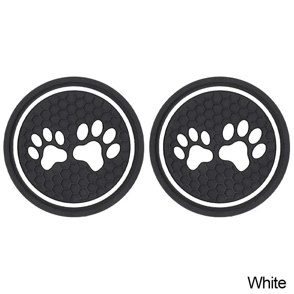 2Pcs Non-slip Car Water Cup Pad Cat Paw Footprint Rubber Mat for Bottle Holder Coaster Auto Interior Anti-skid Cup Holders