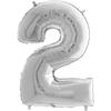 Silver Foil Balloon Number 2 - 102 Cm Grabo
