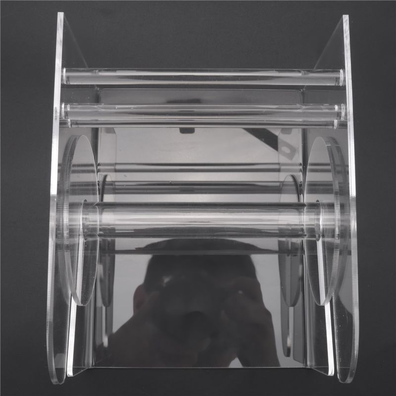 A20F-Adjustable Label Dispenser 3 Disks Sticker Roll Holder Acrylic Clear Label Roll Holder For Office Home Desktop
