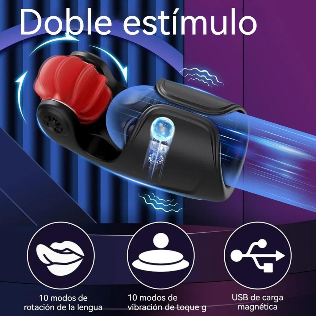 Rotating Penis Stimulator Massager, 10 Modes Tongue and Flutter, Smart Electric Vibrator for Men