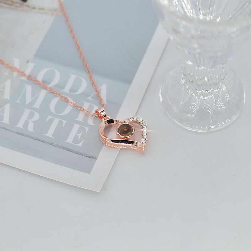 Colier cu Proiecție Pandantiv pentru Femei Trendy Versatil Colier Te Iubesc Colier în 100 de Limbi