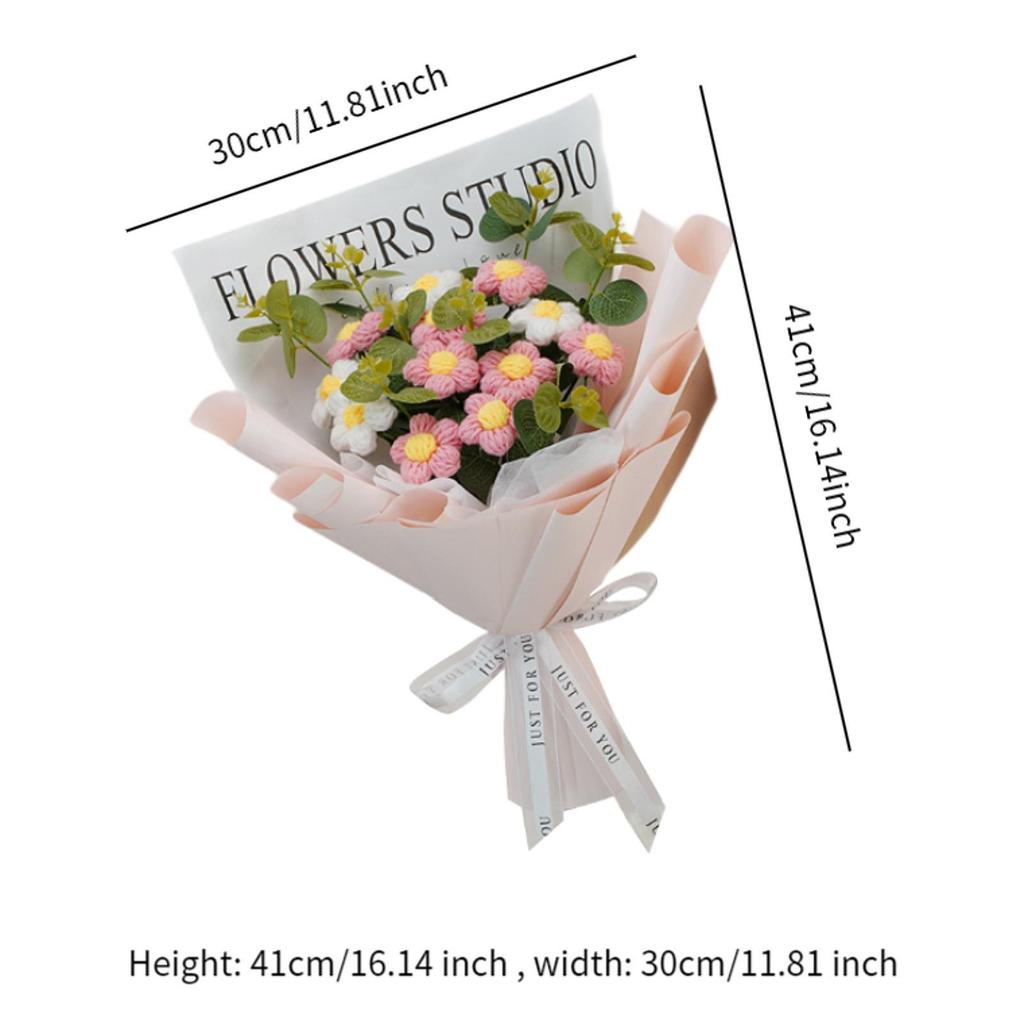 Handmade Knitted Preserved Flower Crochet Flower Bouquet Artificial Flowers for