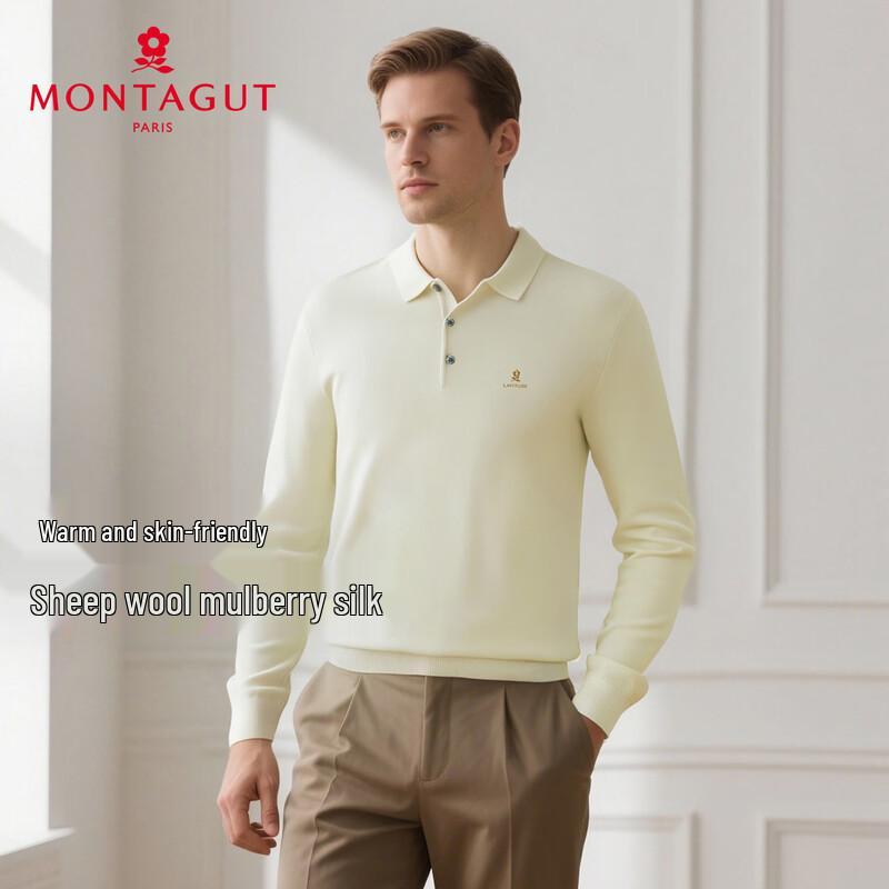 MONTAGUT Men's Merino Wool & Silk Infused Knit Pullover