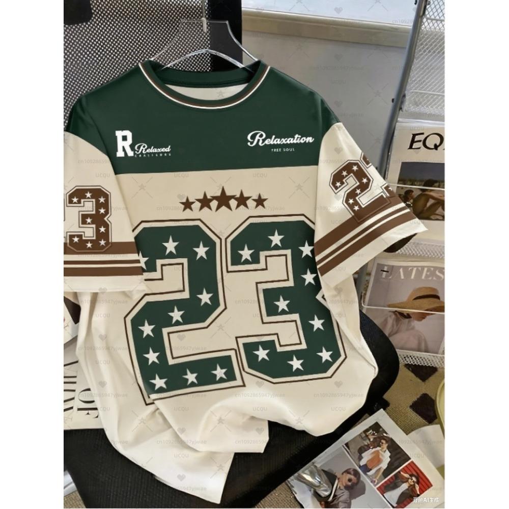 Men's Sports Jersey Letter 23 Print Short Sleeve T-Shirt Summer Graphic Tee Jerseys Plus Size Women's Sport T-Shirt Tops