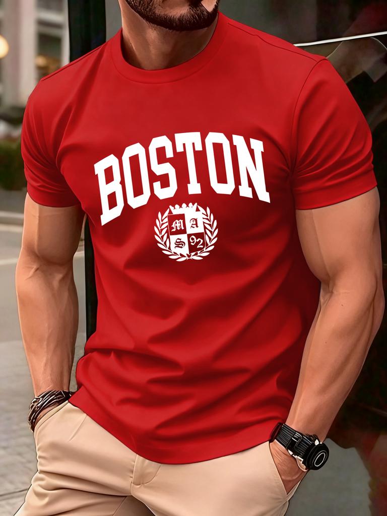 The Sacred Badge Of Boston Print Tee Shirts ONeck Loose Short Sleeve Trendy Cotton Sportswear Unisex Comfortable Summer TShirt