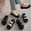 Platform Slippers Women's Summer Wear New Belt Buckle Open-toed Casual Beach Shoes Muffin Bottom One-word Sandals