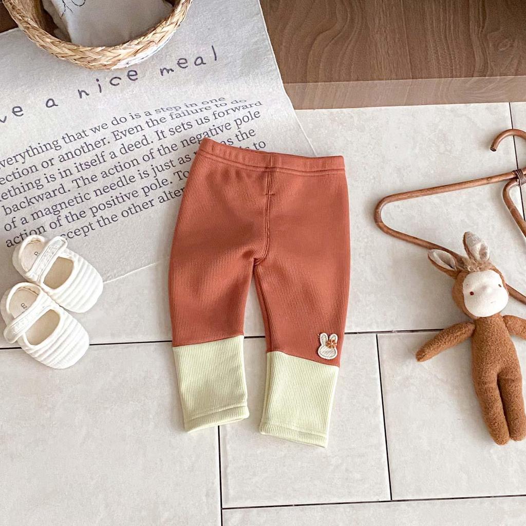 Girls' Cartoon Rabbit Patchwork Leggings - Autumn/Winter Infant Pants