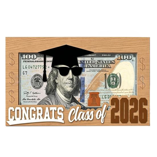 

Подарочная деревянная коробка для денег на выпускной, с гравировкой, для наличных, карт и чеков. Подарки на выпускной для студентов 2026 года, колледжа и средней школы. 1pc чёрный