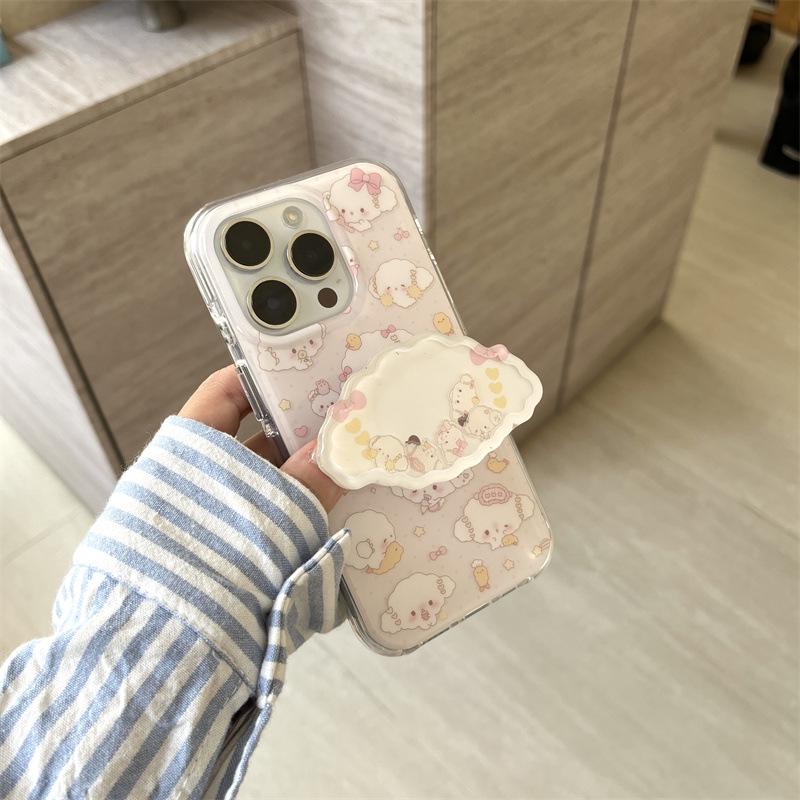 Polka Dot Wheat Cloud Stand for iPhone 17/16 Pro Max/15/14 Case - Girly Design Apple 14 Pro Max