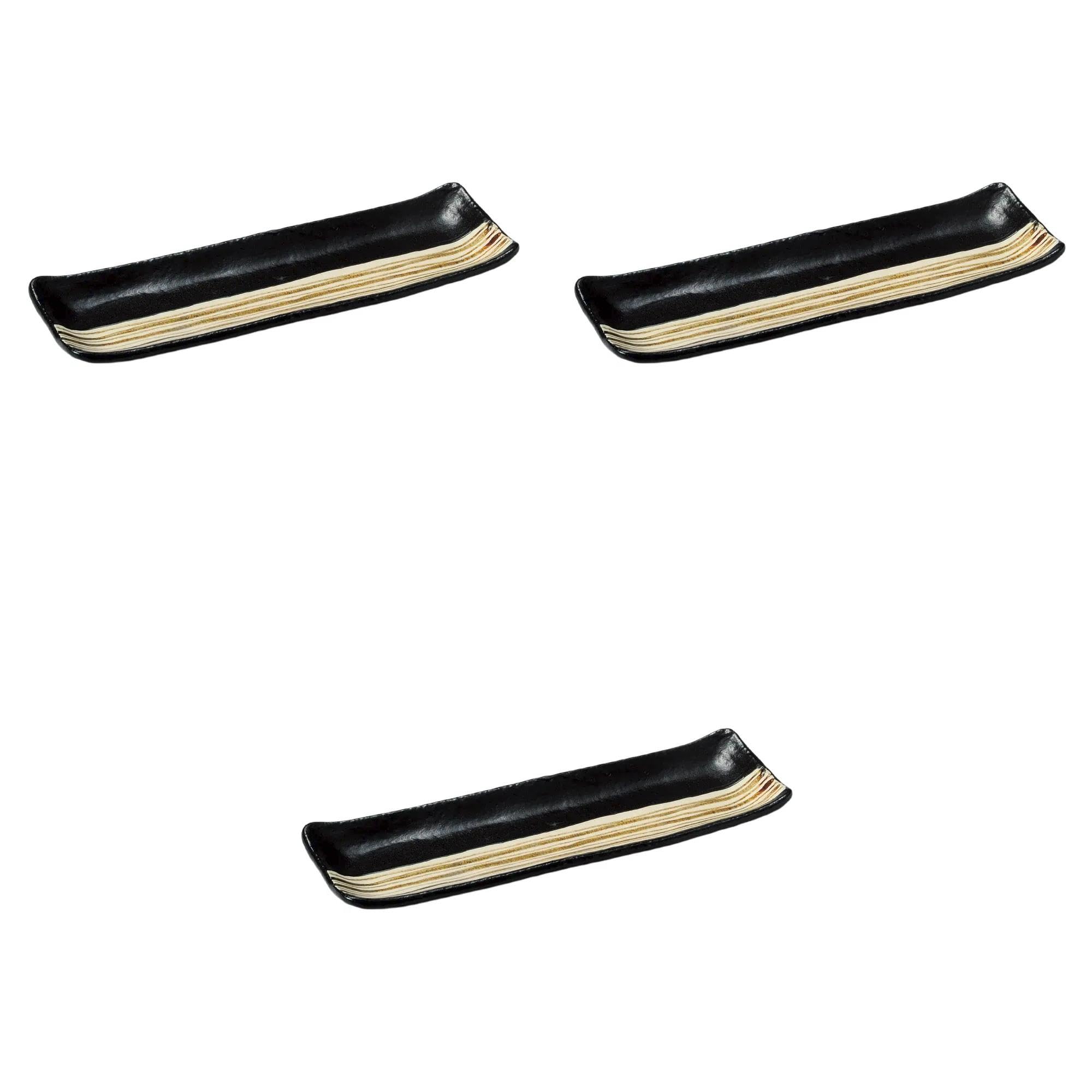 

Набор из 3 длинных тарелок Юдзу Черный Саби Токуса x x Большие Узкие тарелки от Setomonohonpo [34.5 10.8 2.5 см]