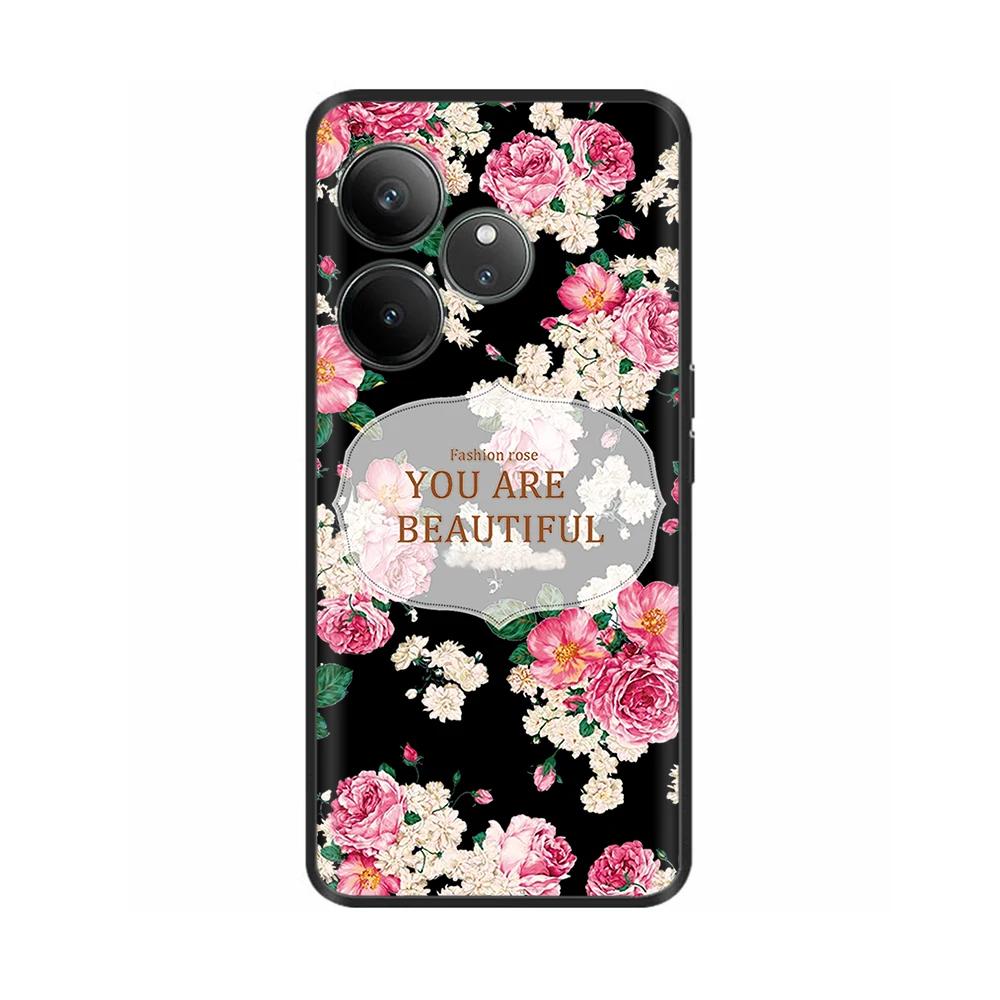 For Realme GT 6 GT 6T Case Black Silicone Luxury Bumper Cute Soft TPU Phone Cases For Realme GT6 5G Cover Shells Coque 6.78''