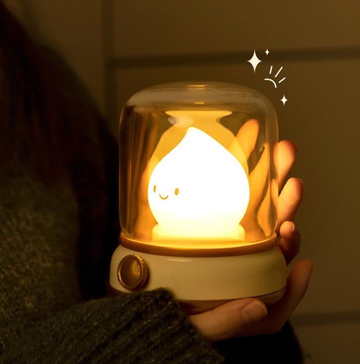 Candle Night Light Cute Kerosene Lamp Desktop LED Decorative Light USB Rechargeable Night Light Bedroom Creative Children's Gift