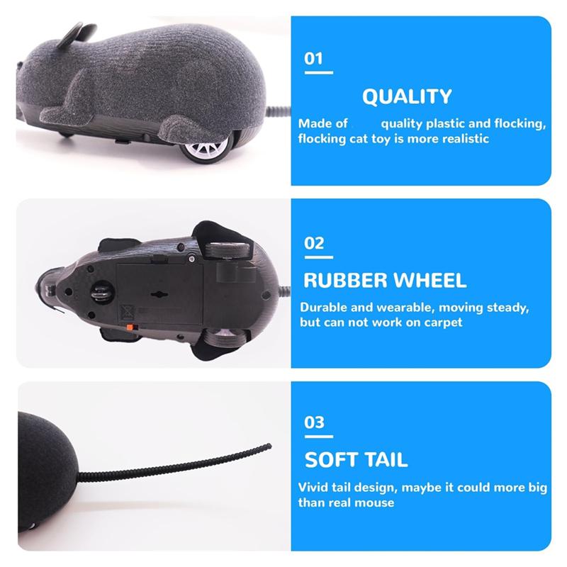 2025 Trend Rat Mouse Cat Realistic RC Remote Control Fake Animal For Dogs For Cats Pets Gifts(Grey) Noveltygift