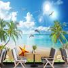 Strandlandschaft Wandbild Blauer Himmel Weiße Wolken Möwe Delfin Wandbild Kokospalme Tapete Wohnzimmer Schlafzimmer Heimdeko
