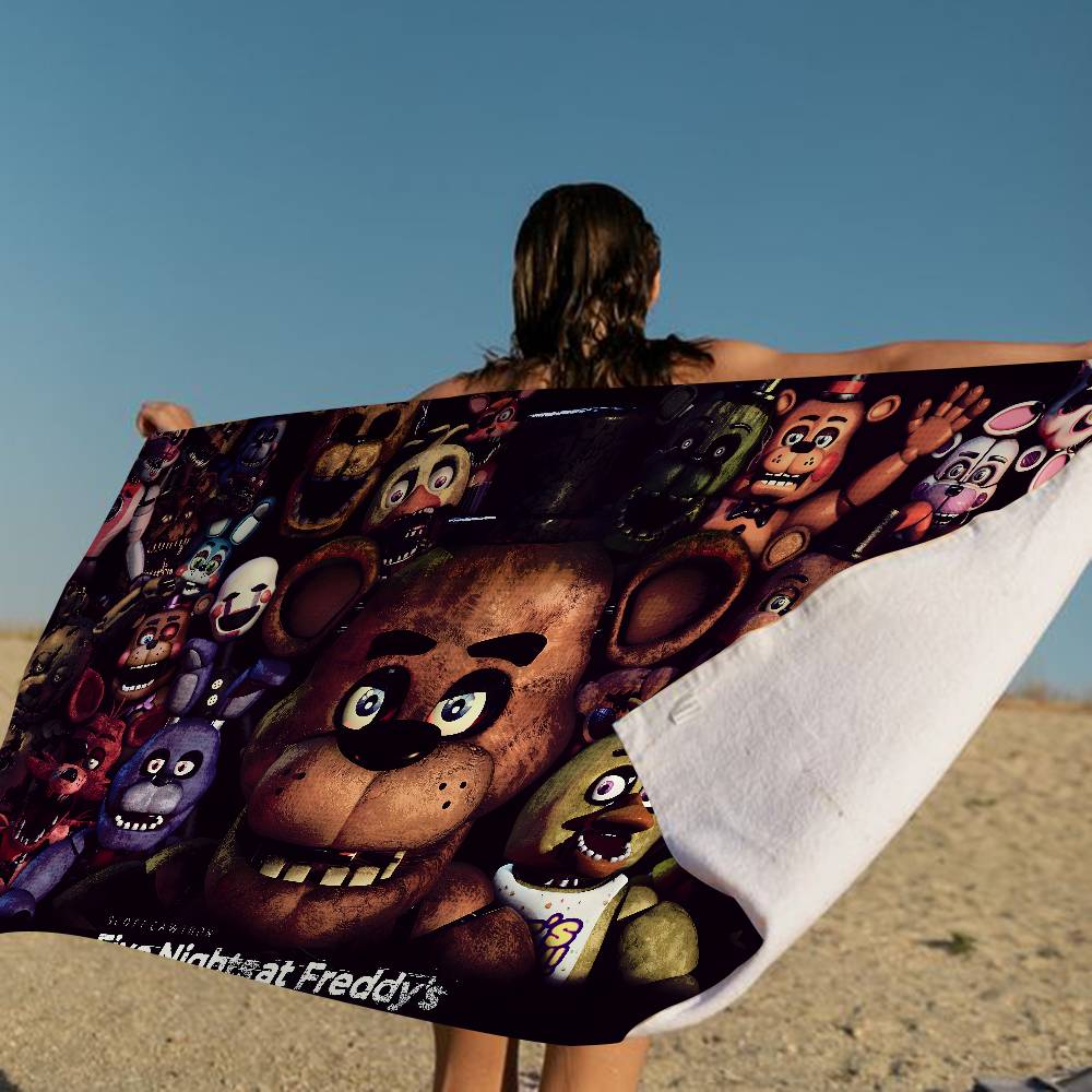 Klassisches F-FNAF Horror-Spiel Mikrofaser Bedrucktes Strandtuch Bergsteigen Yoga Strand Schwimmen Laufen Saugfähiges Weiches Handtuch