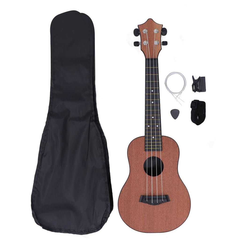 Ukulele Set 23in 4 String Guitar Musical Instrument with Bag Strap Pickup Tuning Clip for Beginner