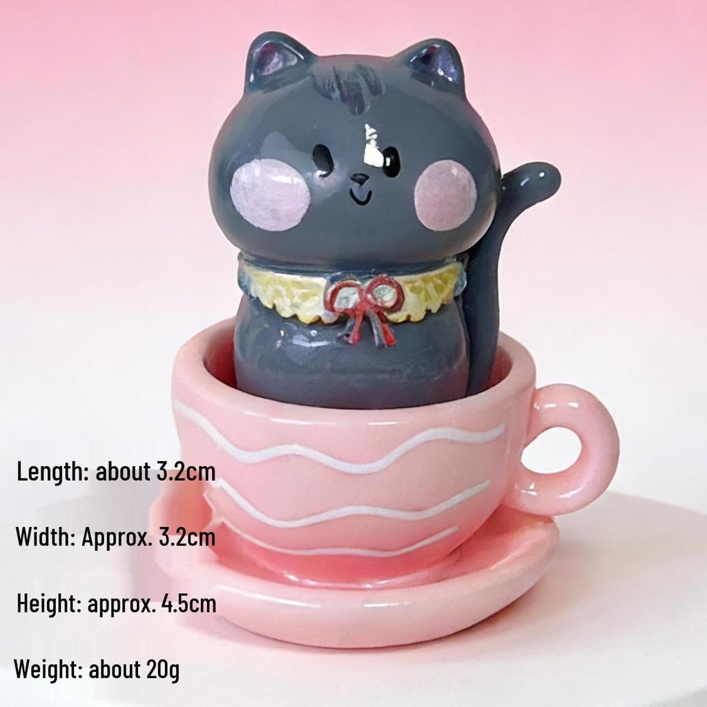 Shin-chan Cute Pet Tea Cup Ornament: Cartoon Cat & Dog Resin Figurines