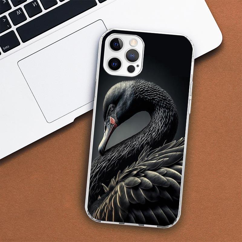 Black Swan Noble Phone Case For Apple iPhone 11 12 13 15 14 Pro 7 XR X XS Max 8 Plus + Mini SE Customized Print Soft Cover