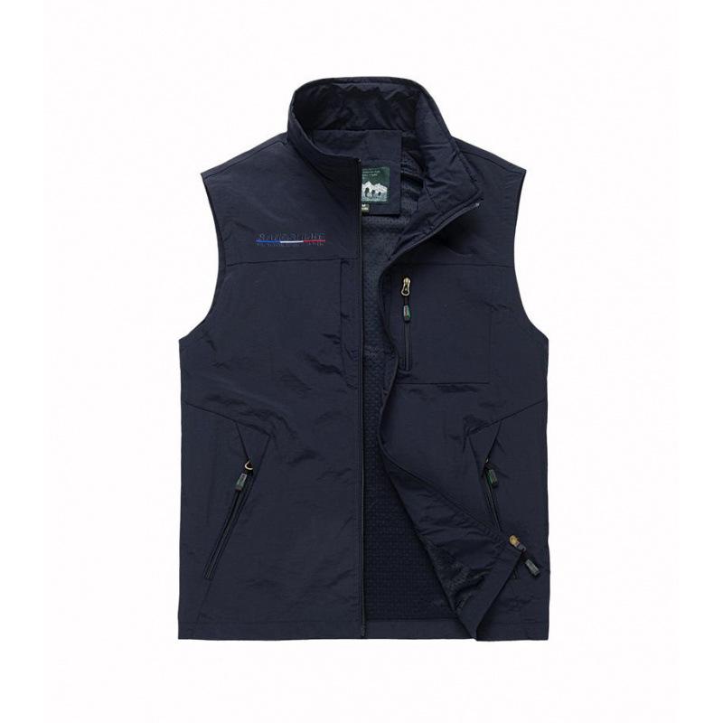 Men's Casual Outdoor Stand Collar Fishing Vest - Large Size, Spring/Autumn, Logo Print