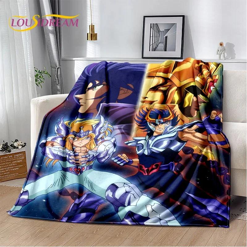 Cartoon Saint Seiya 3D Retro Soft Flannel Blanket for Beds Bedroom Sofa Picnic,Throw Blanket for Cover Outdoor Leisure Nap Gift