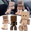 Handmade Shaking Wooden Man Figurine Car Decoration Small Ornaments Leg-swinging Robot Figurine Cute Wood Man Car Good Creative