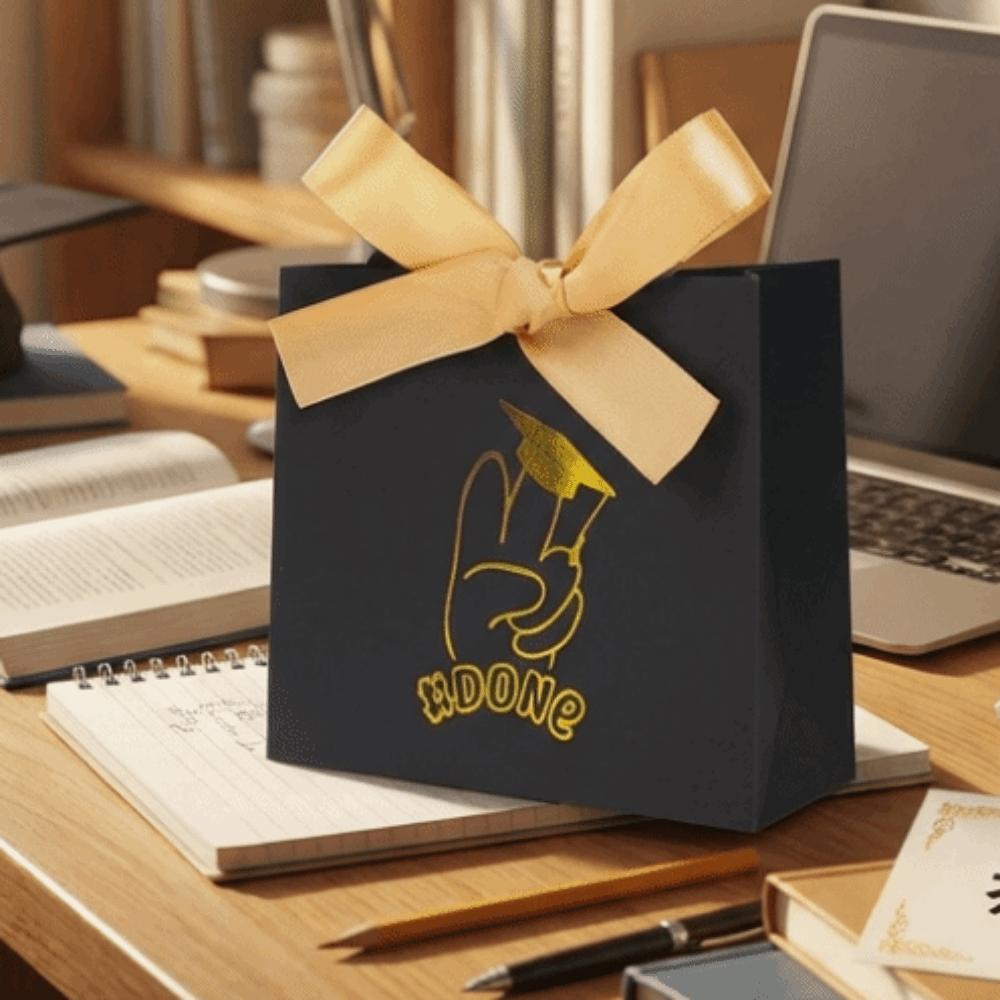 10Pcs Gilded Pattern Graduation Candy Box Black Graduation Gift Box  Party Supplies