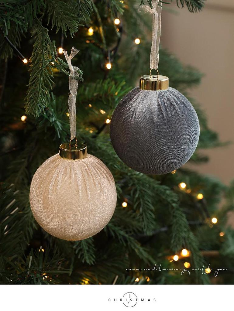 Velvet Fabric Christmas Tree Hanging Ornament - Decorative Ball