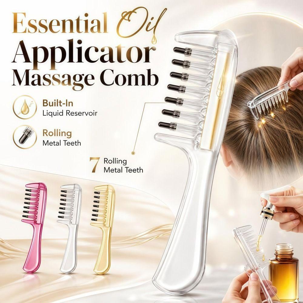 Transparent Scalp Liquid Applicator Comb Liquid Guiding Scalp Massager Comb Unisex