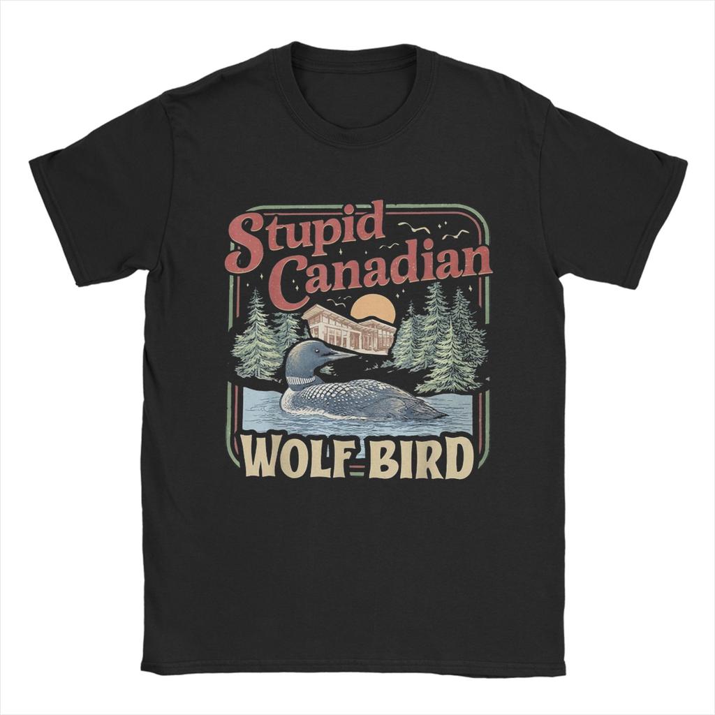 Funny Stupid Canadian Wolf Bird TShirt for Unisex Heated Rivalry Pure Cotton Tee Shirt O Neck Short Sleeve T Shirt Summer Clothing