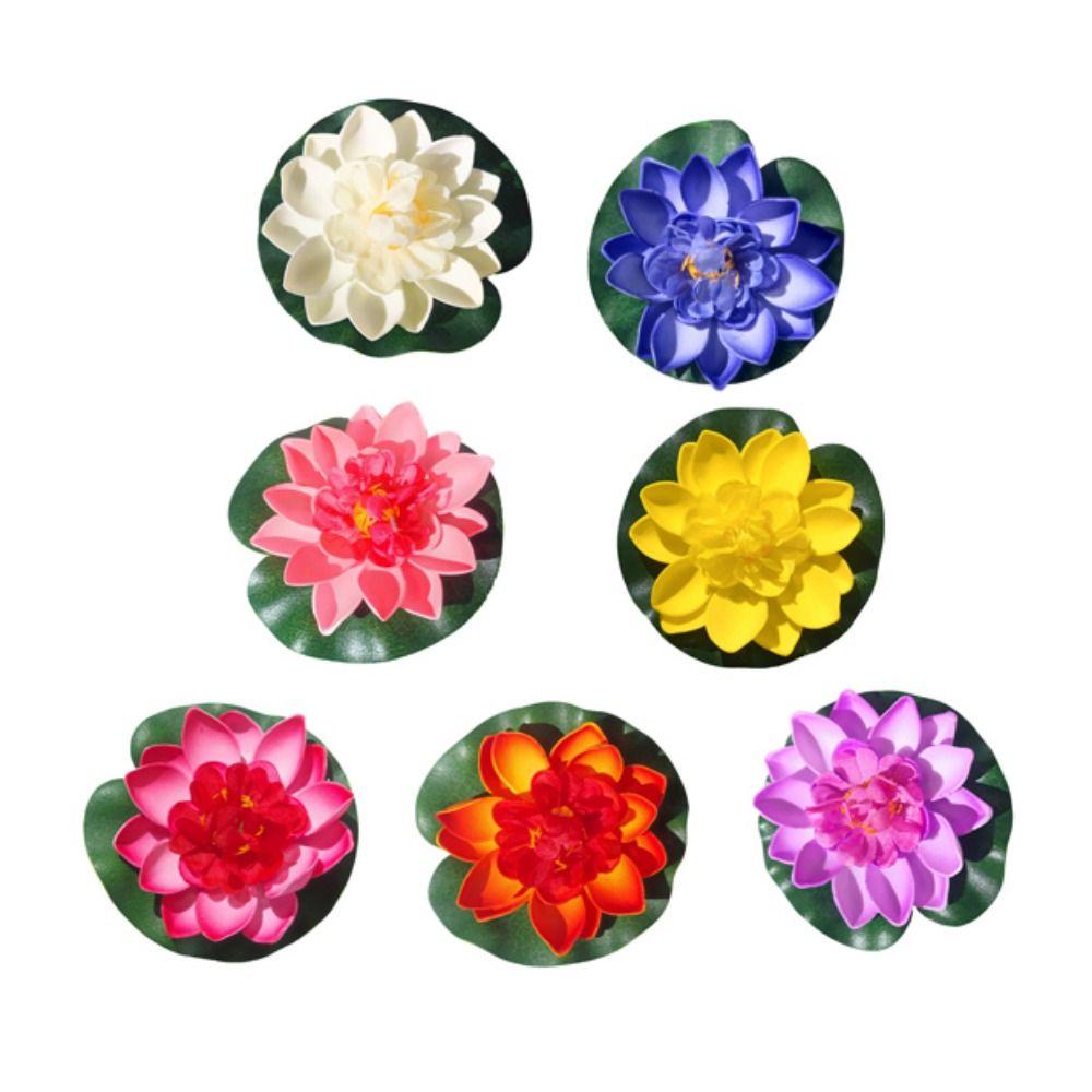 

7pcs/set Lifelike Lotus Flower Realistic Floating Lotus Fake Lotus Plant Simulation Lotus Pond 7pcs/set