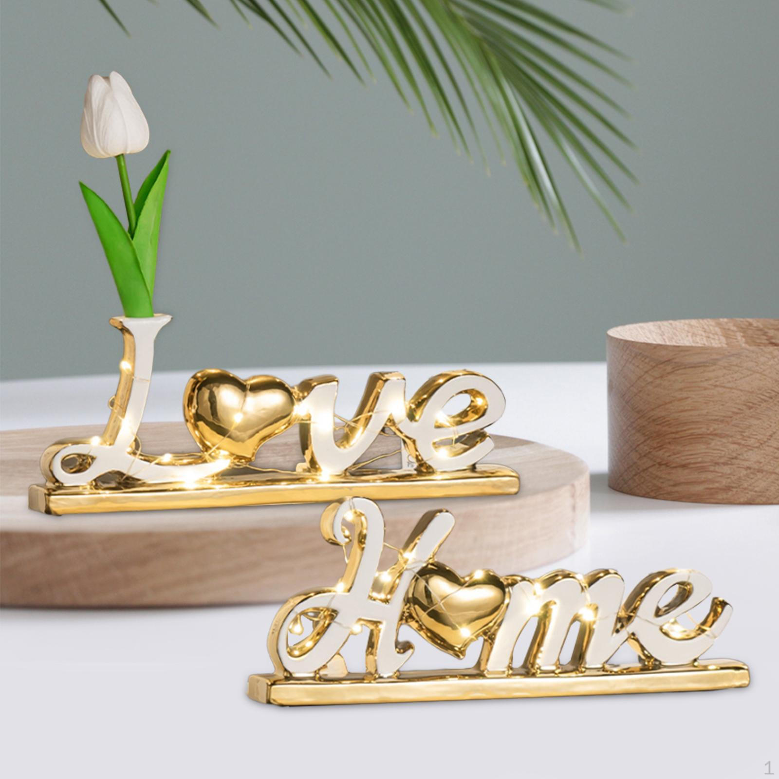 

Центральная часть декора стола Love Home, украшения со словами, светящийся блок букв для полки white gold