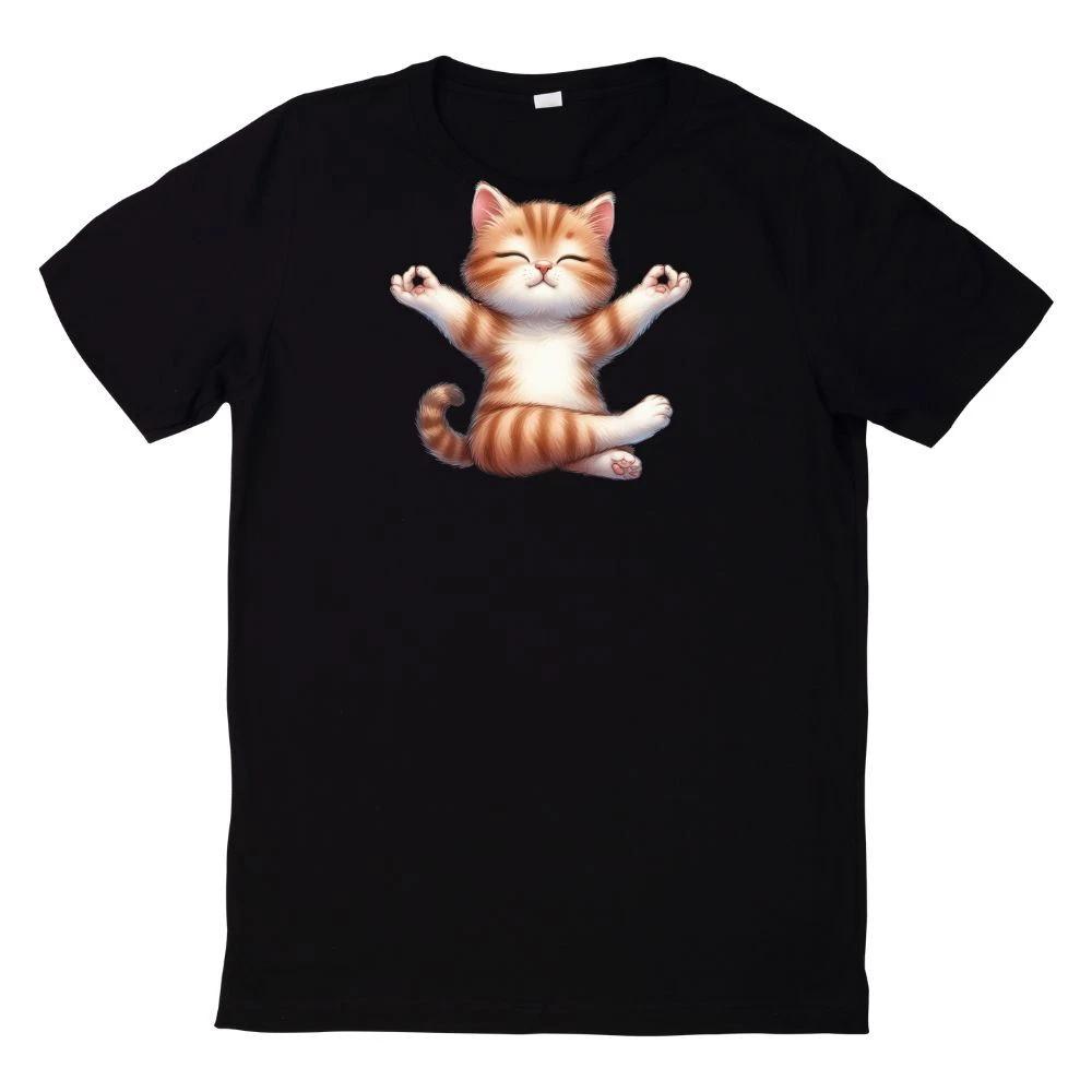 T-Shirt Lustiges Katzen Yoga Aquarell Motiv XL