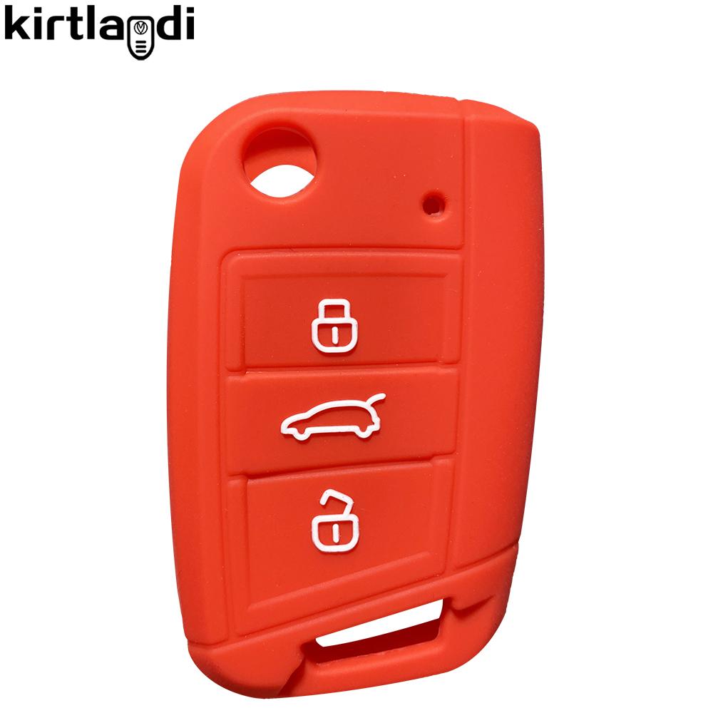 

key caps car key case cover keychain for vw golf 7 up t roc polo caddy for skoda kodiaq octavia fabia rapid for seat leon ibiza красный