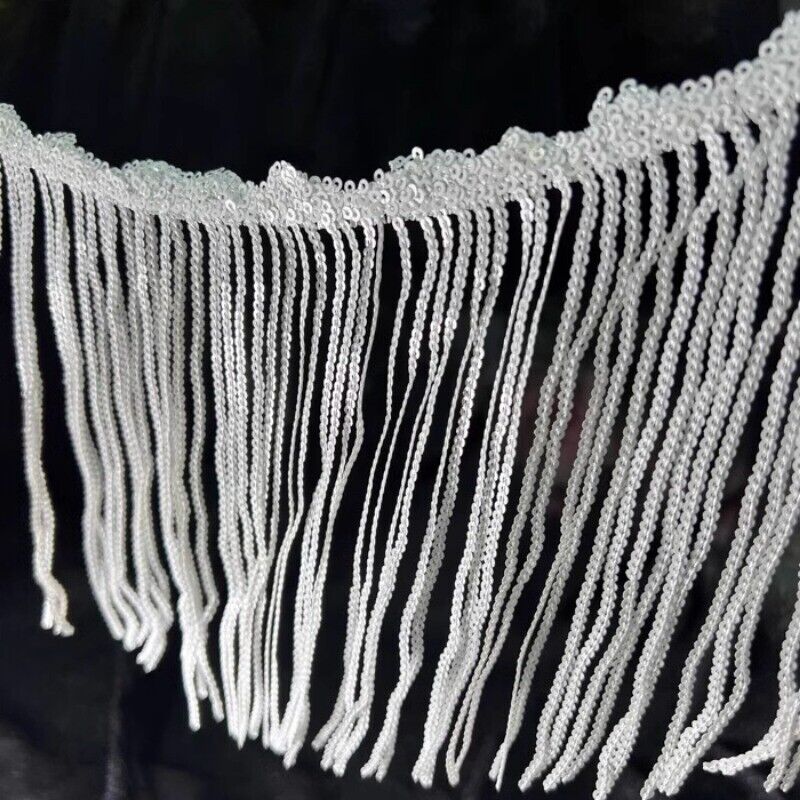 1M Shiny Sequins Tassel Fringe Trim Lace 16cm Ribbon Tassels Christmas Decor Curtains Dance Dresses Skirt Diy Sewing Accessories