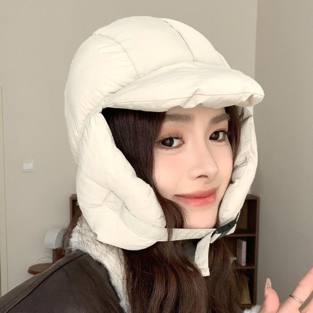 Solid Color Trapper Hat Winter Down Flying Hat Soft Ushanka Hat  Hiking