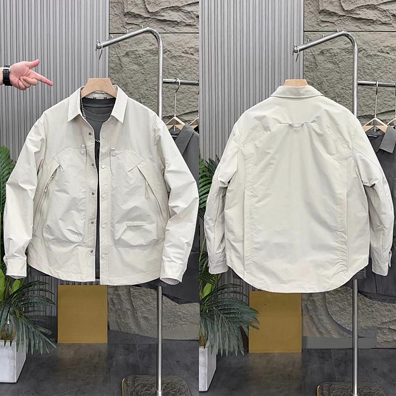 Men's Fashion Trend Loose Workwear Jacket: Spring & Autumn Casual Windbreaker with Turn-Down Collar