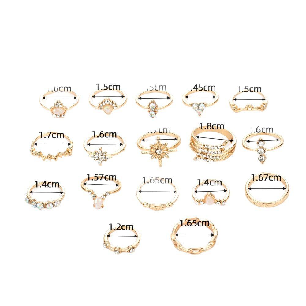 Bohemian Ring 17-piece Dot Diamond Set Women's Ring Jewelry