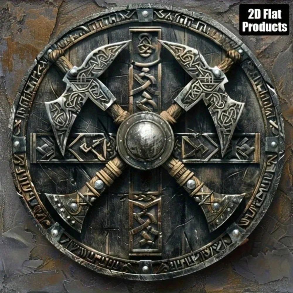 2D Wikinger-Kampfaxt Metall-Wandkunst, Skandinavische Heimdekoration, Großartig für Bar, Küche, Wohnzimmer, Einzigartiges Geschenk