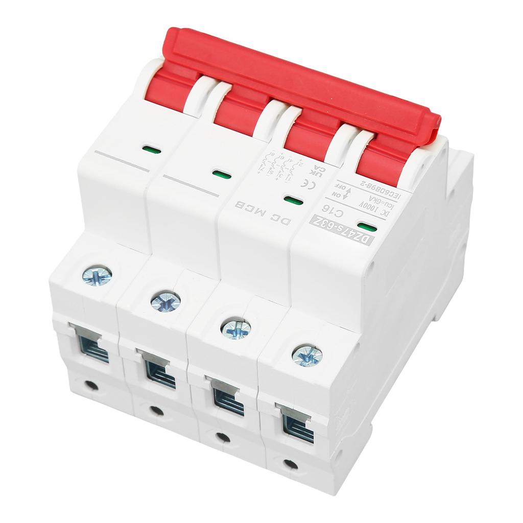 DC Miniature Circuit Breaker 4P Solar PV System 16A DIN Rail Mount 6000A Segmented Capacity DC1000V DZ47s 63Z C16