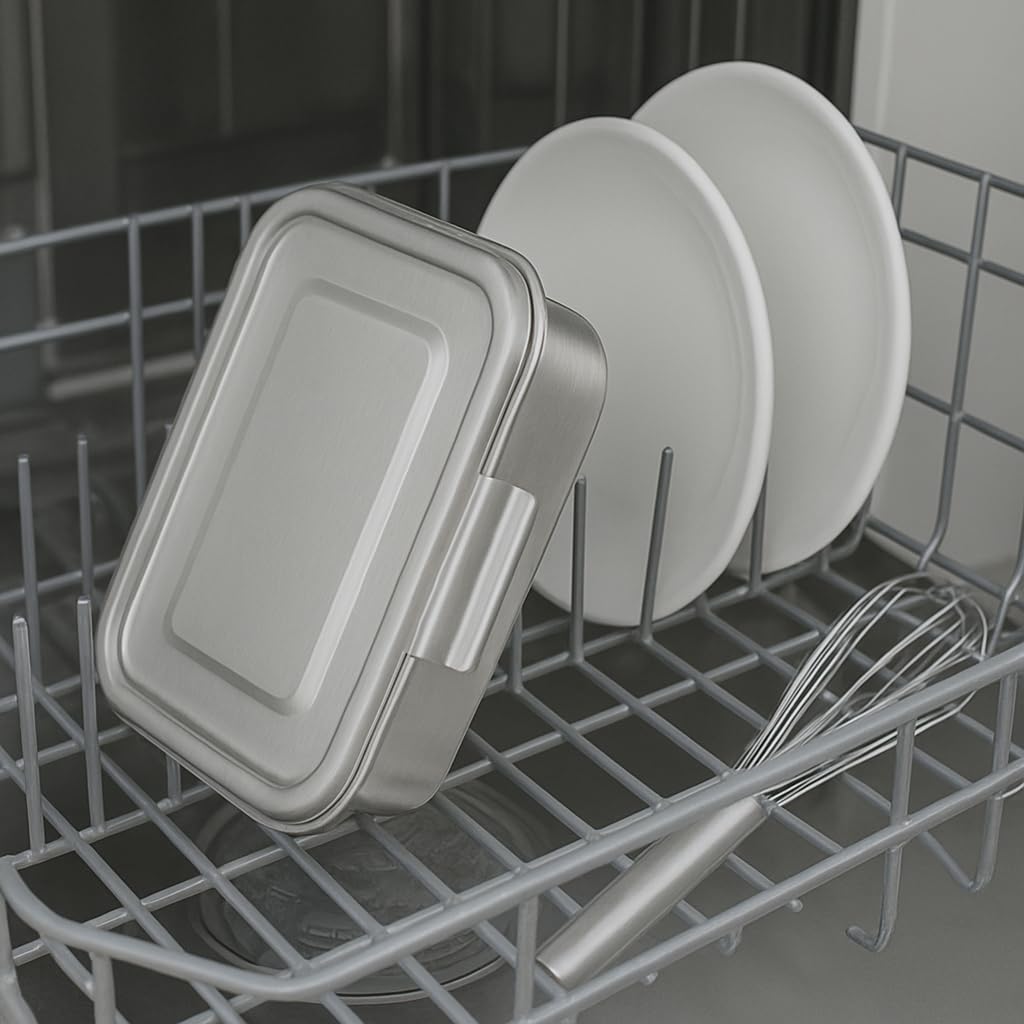 Stylish stainless steel lunch boxes for men and microwave and dishwasher easy to and set of 2 women, 600ml, safe, airtight, clean, portable, silver,