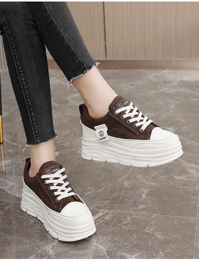 Fashion Women Platform Shoes Spring/Autumn Outdoor Comfortable Lace Up Heightened Thick Sole Sneakers Versatile Student Skateboard Shoes