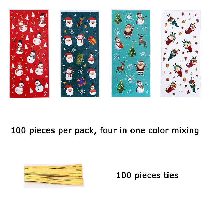WTEMPO Christmas Festival Series Printed OPP Gift Bags Santa Claus Pattern Bundle Bags Holiday Mini Souvenir Storage Bags
