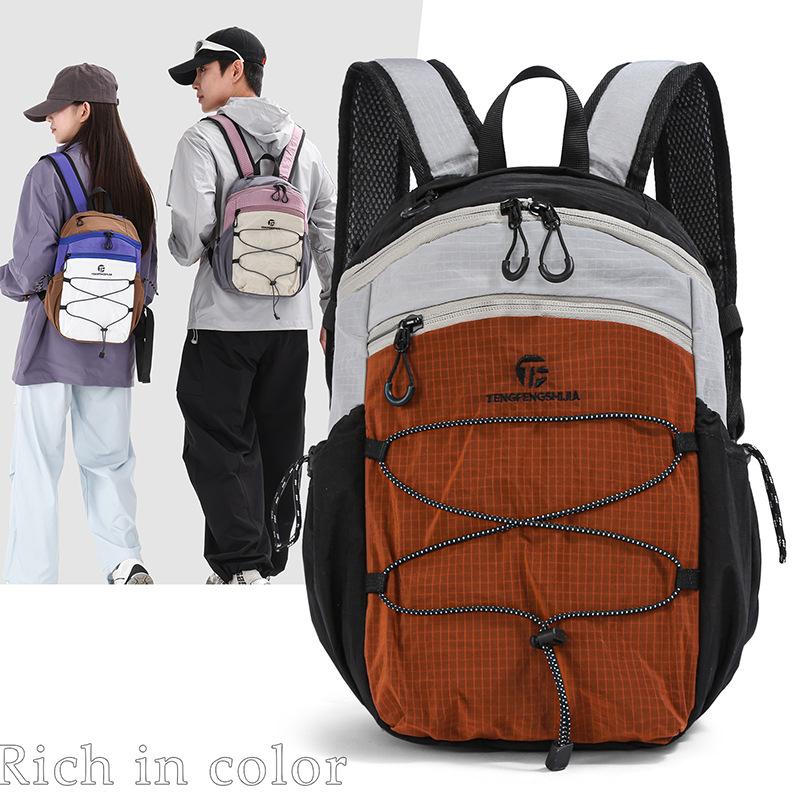 Schoolbag new lightweight contrasting backpack female college student leisure travel backpack outdoor sports nylon large-capacity schoolbag