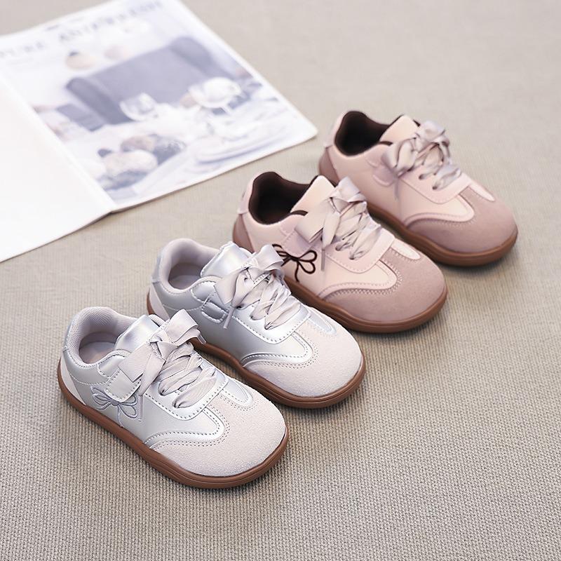 Children's Sneakers 2024 New  Embroidery Flats Girls Fashion Silk Satin Lace-up Casual Sport Shoes Student Kids Board Shoes