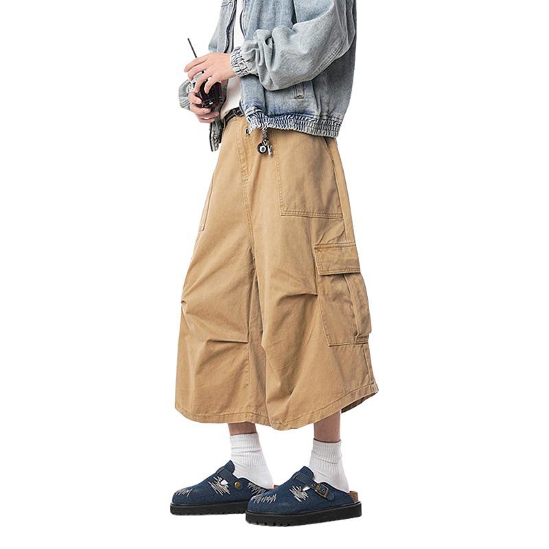 Pánské americké retro vícekapsové capri kalhoty - Léto 2025 Cleanfit volné pracovní kalhoty.