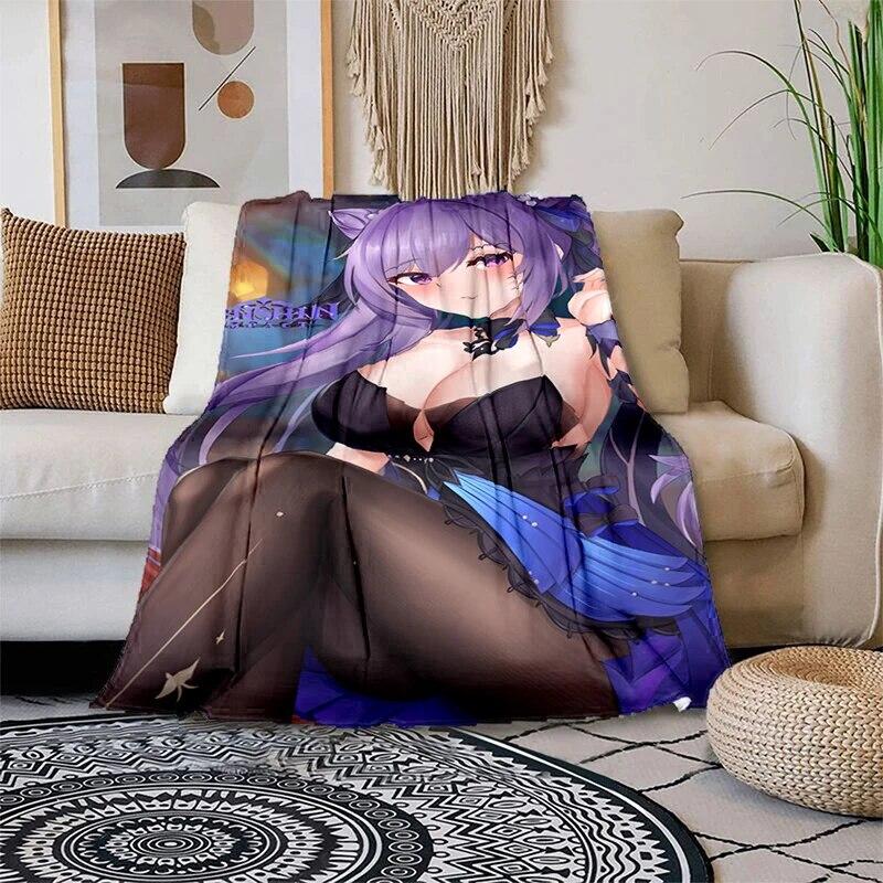 Genshin Impact Měkká plyšová rozkládací pohovka házecí kreslený moderní flanelový povlak na deku Gedruckt Bettdecke Geschenk piknikové deky