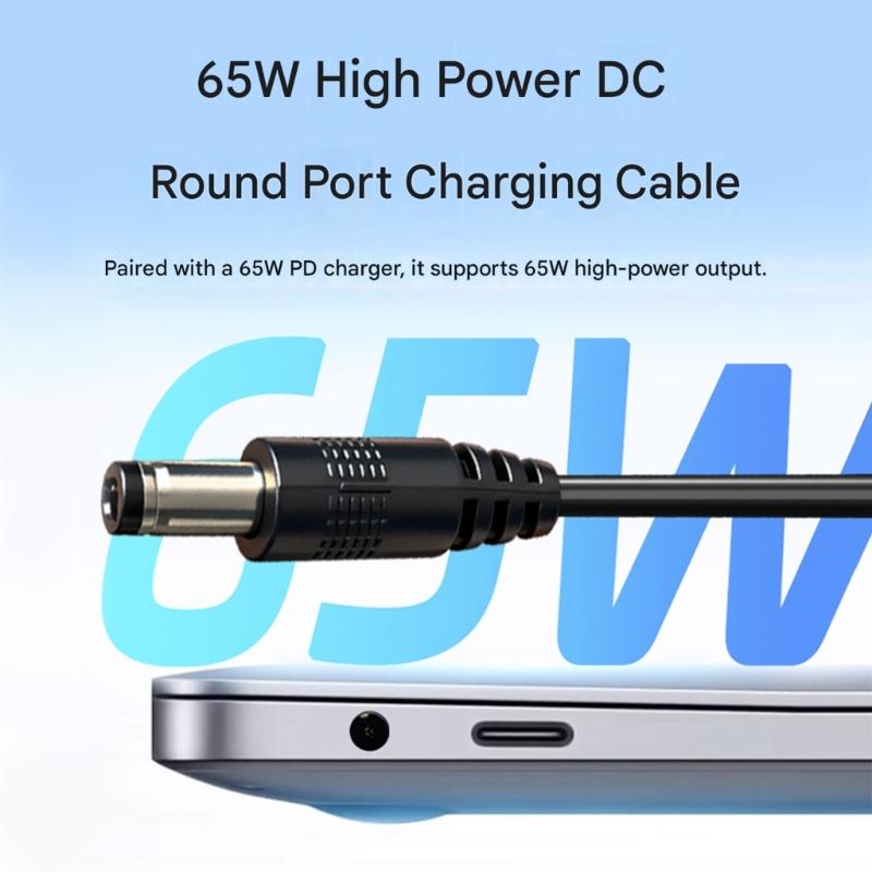 5.5x2.5mm Round End Power Cable with USB C Input, Center Positive Cord for Compatible Equipment, 1 Meter Length